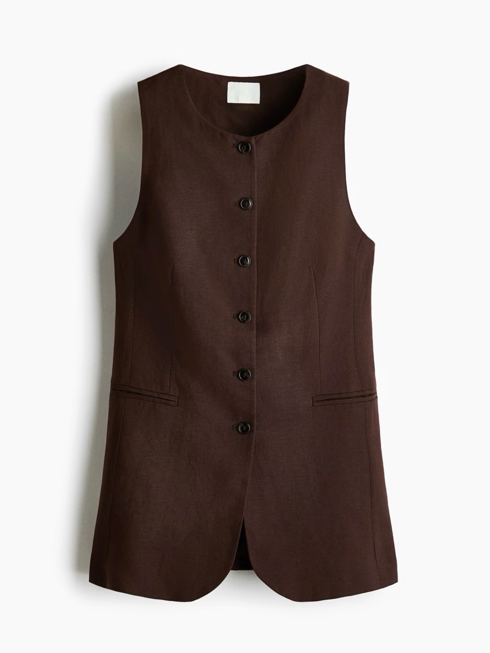 H&M Brown Sleeveless Button-Front Tank Top